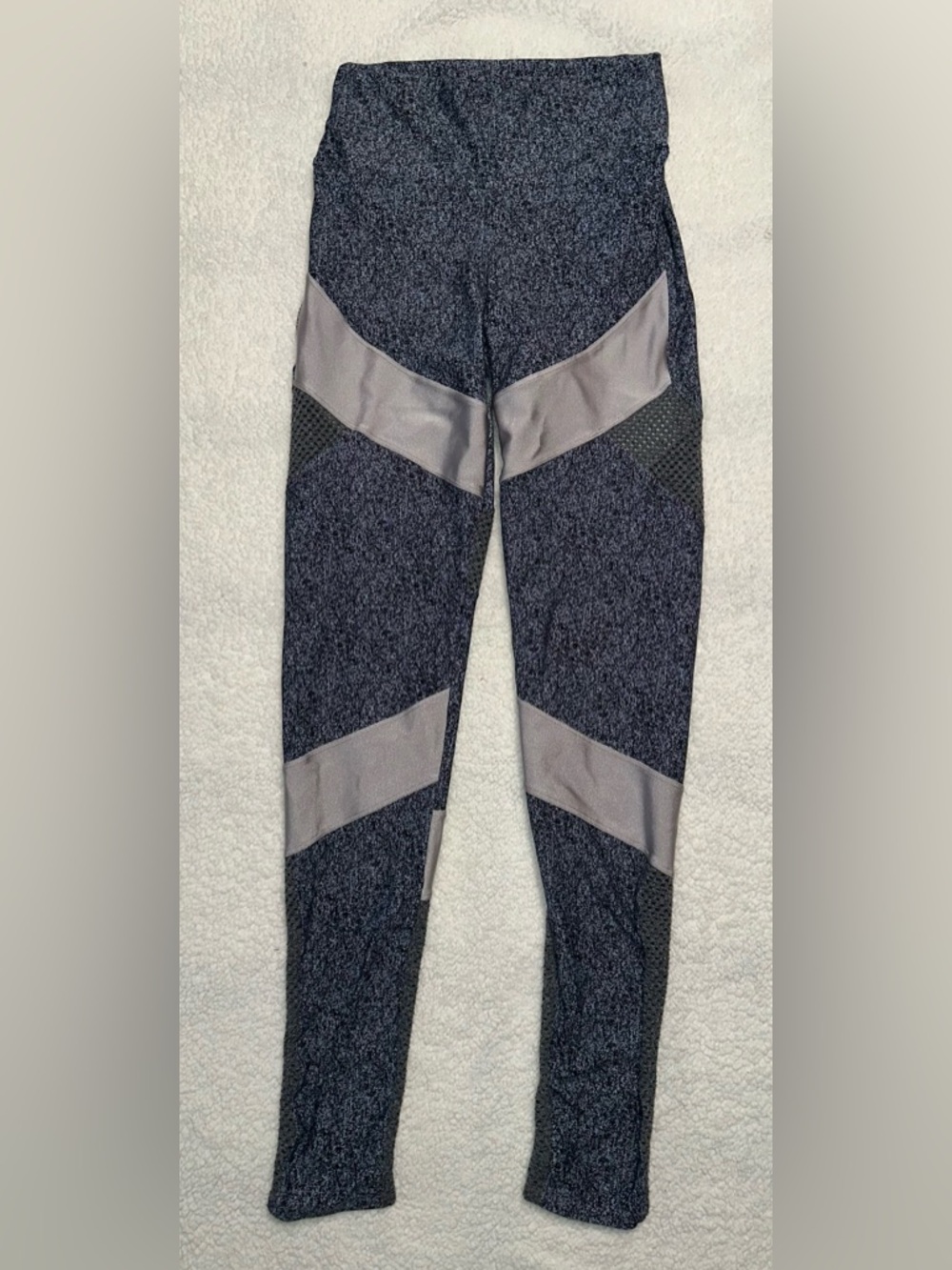 Women's Heather Charcoal Leggings with Contrast Gray Panels
